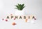 Word APHASIA made from wooden letters on grey backgound. Plant on backgound. Medical concept