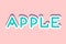 The word Apple for banners is isolated on a colored background. Lettering with shadow in soft colors. Vector illustration in a