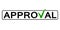 Word approval with the green checkmark instead the letter V, vector concept consent, approval, endorsement consideration