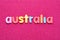 The word Australia in colorful letters