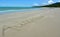 The word Australia written in sand