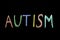 Word `autism` drawn on blackboard