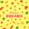 Word autumn DREAMS composition with green yellow red leaves on yellow background in paper cut style. Fall leaf 3d