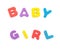 Word of baby girl shaped by alphabet puzzles