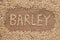 Word barley written on burlap