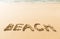Word beach written on beach