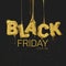 The word `Black friday` in the style of 3D gold color with flowing Golden liquid similar to honey.