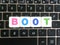 Word Boot on keyboard background