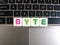 Word Byte on keyboard background