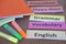 Word cards with text for teaching. English grammar vocabulary.