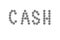 The word `CASH`, laid out of the Russian five ruble coins.