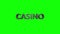 Word casino in 3d cartoon style. Design text element for game, branding. Flying and rotating object. Bright dynamic