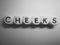 Word cheeks spelled on dice