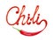 The word Chili written with ketchup