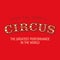 The word Circus on a red background. Vector.