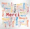 Word Cloud - Thank You in French - Merci -  Multicolored Letters