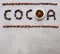 Word cocoa made with cocoa beans