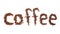 The word Coffee made from coffee grains on white background