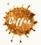 Word coffee written in coffee stain