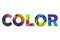 Word `COLOR` filled with a colorful image.