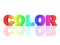 The word COLOR in rainbow colors