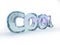 Word COOL made from ice letters on white background. 3d renderin
