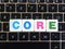 Word Core on keyboard background