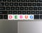 Word Debug on keyboard background