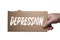 Word DEPRESSION written on cardboard. Clipping path