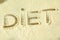 The word `DIET` written on flour