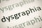 Word dysgraphia printed on paper macro