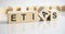 the word etias written on wooden cubes with assets icon on white background. asset management or financial accounting