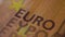 Word EURO close up on the banknote of the European currency.