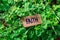 The word faith wooden tag