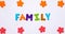 The word family is made of dancing letters in colorful font.