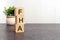 word FHA made with wood building blocks