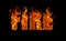Word Fire on black background in red, fiery letters