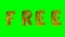 Word free from helium gold balloon letters floating on green screen -