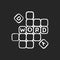 Word game chalk white icon on black background
