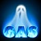 word gas with blue flame ghost disappearance