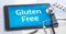 The word Gluten Free on the display of a tablet