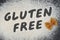 Word Gluten free written in wheat flour