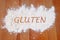 The word gluten written in flour