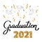 Word graduation with graduate caps on white background. Caps thrown up. Design of banner, greeting, invitation card
