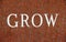 Word Grow on Red Granite background