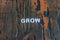 The word grow written in white block letters