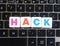 Word Hack on keyboard background