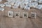 The word hard written with cube letters on wood