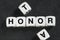 Word honor on toy cubes