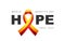 The word - Hope. Striped yellow-red awareness ribbon instead of the letter O in the word Hope. July 28th. World Hepatitis Day